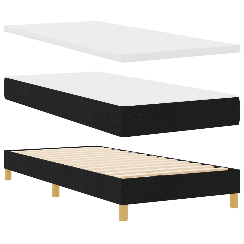 Pat cu arcuri și saltea vidaXL Negru 90x200 cm Textil
