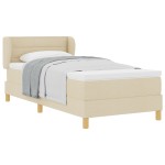 Pat Box Spring vidaXL cu Saltea Crem 90x200 cm Fabric