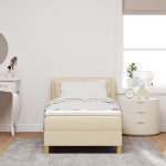Pat Box Spring vidaXL cu Saltea Crem 90x200 cm Fabric