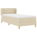 Pat Box Spring vidaXL cu Saltea Crem 90x200 cm Fabric