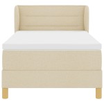 Pat Box Spring vidaXL cu Saltea Crem 90x200 cm Fabric