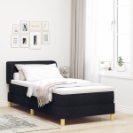 Pat Box Spring vidaXL cu Saltea Negru 100x200 cm Textil Pat Box Spring vidaXL cu Saltea Negru 100x200 cm Textil