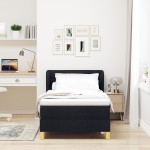 Pat Box Spring vidaXL cu Saltea Negru 100x200 cm Textil Pat Box Spring vidaXL cu Saltea Negru 100x200 cm Textil