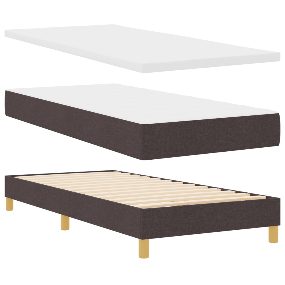 Pat cu arcuri box și saltea vidaXL Maro închis 100x200 cm din material textil