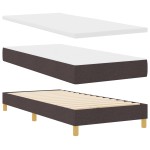 Pat cu arcuri box și saltea vidaXL Maro închis 100x200 cm din material textil Pat cu arcuri box și saltea vidaXL Maro închis 100x200 cm din material textil
