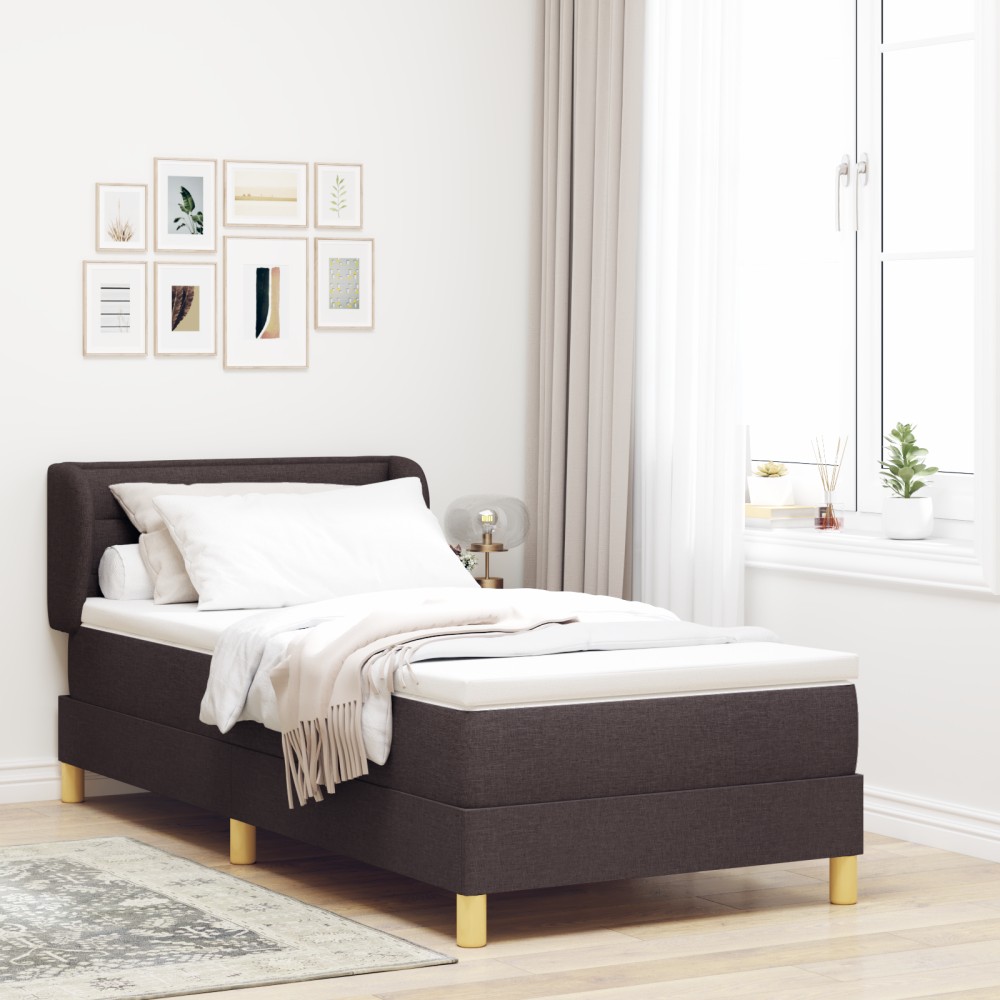 Pat cu arcuri box și saltea vidaXL Maro închis 100x200 cm din material textil
