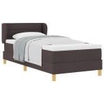 Pat cu arcuri box și saltea vidaXL Maro închis 100x200 cm din material textil Pat cu arcuri box și saltea vidaXL Maro închis 100x200 cm din material textil
