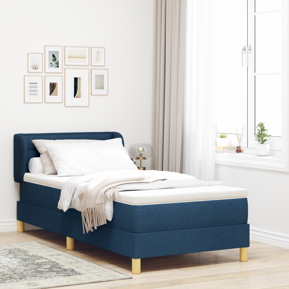 vidaXL Pat cu arcuri și saltea crem 90x200 cm albastru 100 x 200 cm