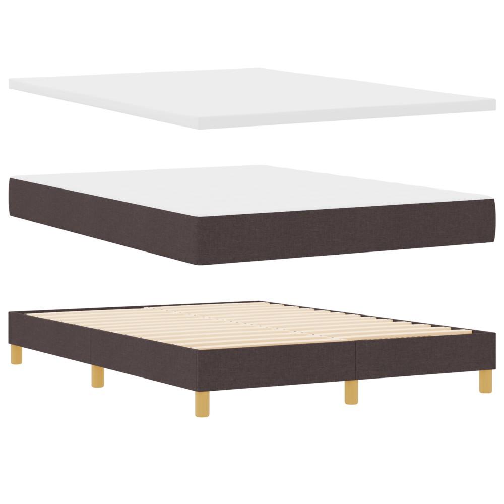 Pat Box Spring vidaXL cu Saltea Maro Întunecat 140x190 cm Fabric