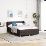 Pat Box Spring vidaXL cu Saltea Maro Întunecat 140x190 cm Fabric Pat Box Spring vidaXL cu Saltea Maro Întunecat 140x190 cm Fabric