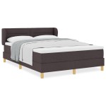 Pat Box Spring vidaXL cu Saltea Maro Întunecat 140x190 cm Fabric Pat Box Spring vidaXL cu Saltea Maro Întunecat 140x190 cm Fabric