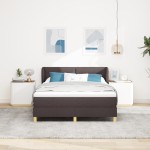 Pat Box Spring vidaXL cu Saltea Maro Întunecat 140x190 cm Fabric Pat Box Spring vidaXL cu Saltea Maro Întunecat 140x190 cm Fabric