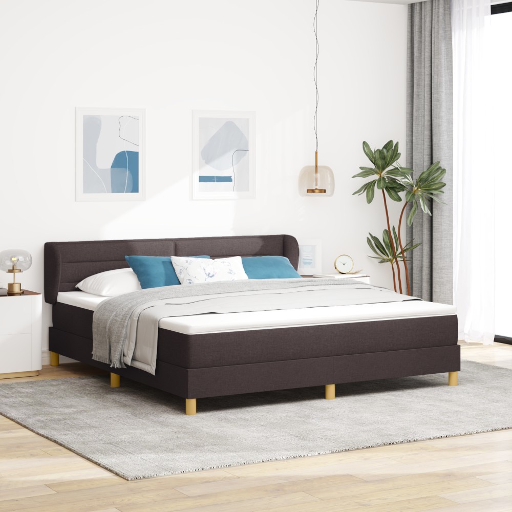 vidaXL Pat cu arcuri și saltea crem 90x200 cm Maro închis 180 x 200 cm