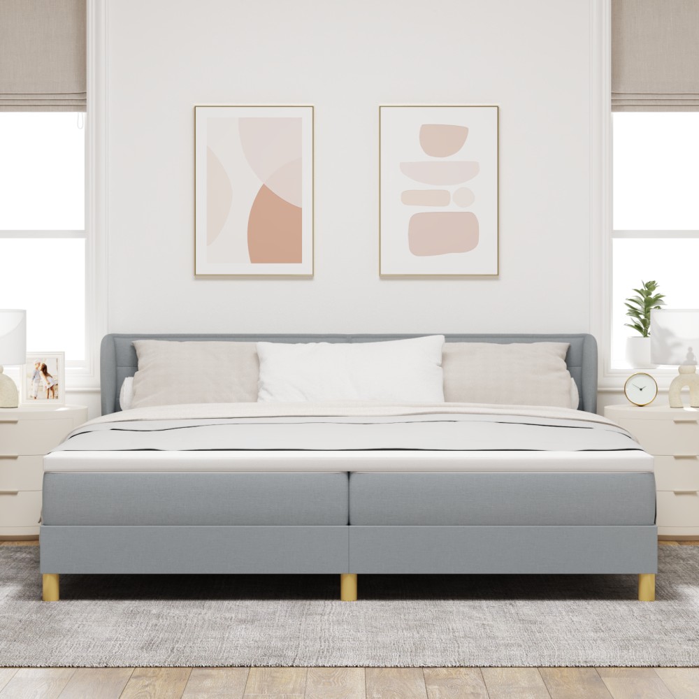 vidaXL Pat cu arcuri și saltea crem 90x200 cm Gri deschis 200 x 200 cm