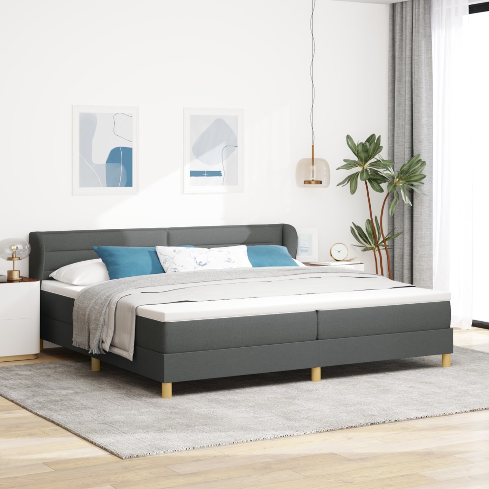 vidaXL Pat cu arcuri și saltea crem 90x200 cm Gri închis 200 x 200 cm