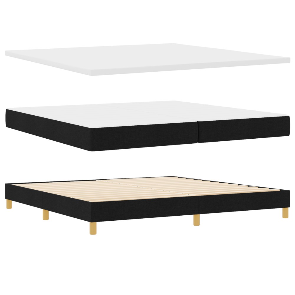 Pat cu saltea vidaXL, Negru, 200x200 cm, Material textil