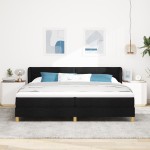 Pat cu saltea vidaXL, Negru, 200x200 cm, Material textil Pat cu saltea vidaXL, Negru, 200x200 cm, Material textil