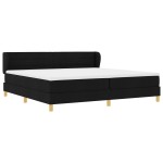 Pat cu saltea vidaXL, Negru, 200x200 cm, Material textil Pat cu saltea vidaXL, Negru, 200x200 cm, Material textil