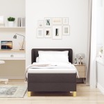 vidaXL Pat cu arcuri și saltea crem 90x200 cm Maro închis 80 x 200 cm vidaXL Pat cu arcuri și saltea crem 90x200 cm Maro închis 80 x 200 cm