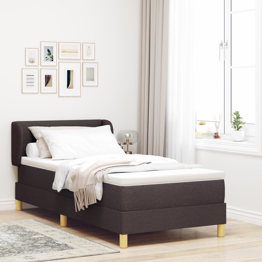 vidaXL Pat cu arcuri și saltea crem 90x200 cm Maro închis 90 x 200 cm