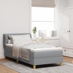 vidaXL Pat cu arcuri și saltea crem 90x200 cm Gri deschis 100 x 200 cm vidaXL Pat cu arcuri și saltea crem 90x200 cm Gri deschis 100 x 200 cm