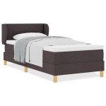 vidaXL Pat cu arcuri și saltea crem 90x200 cm Maro închis 100 x 200 cm vidaXL Pat cu arcuri și saltea crem 90x200 cm Maro închis 100 x 200 cm
