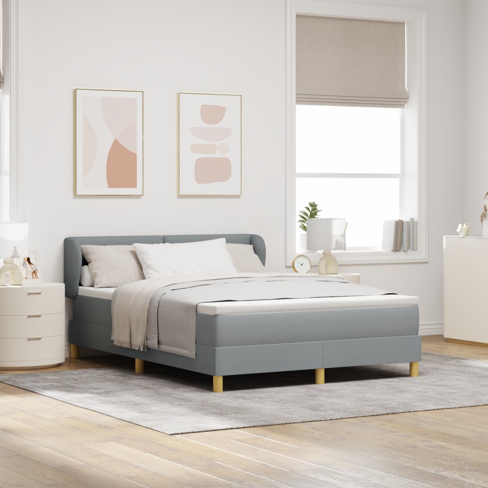 vidaXL Pat cu arcuri și saltea crem 90x200 cm Gri deschis 160 x 200 cm