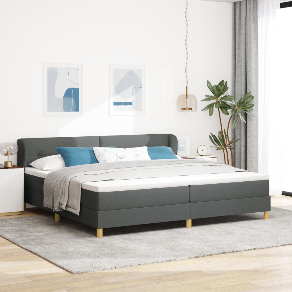 vidaXL Pat cu arcuri și saltea crem 90x200 cm Gri închis 200 x 200 cm