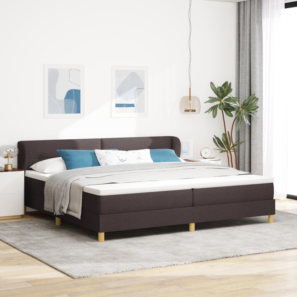 vidaXL Pat cu arcuri și saltea crem 90x200 cm Maro închis 200 x 200 cm