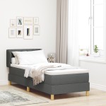 vidaXL Pat cu arcuri și saltea crem 90x200 cm Gri închis 80 x 200 cm vidaXL Pat cu arcuri și saltea crem 90x200 cm Gri închis 80 x 200 cm