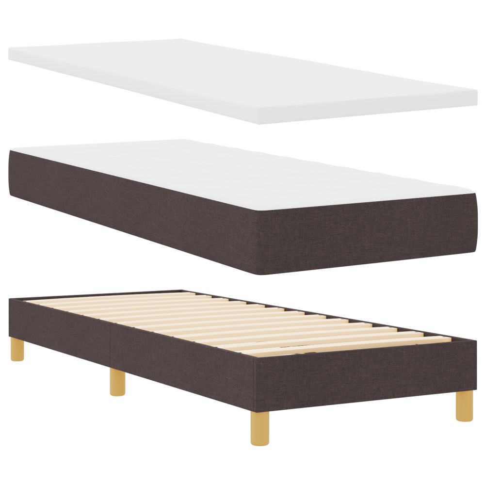 vidaXL Pat cu arcuri și saltea crem 90x200 cm Maro închis 80 x 200 cm