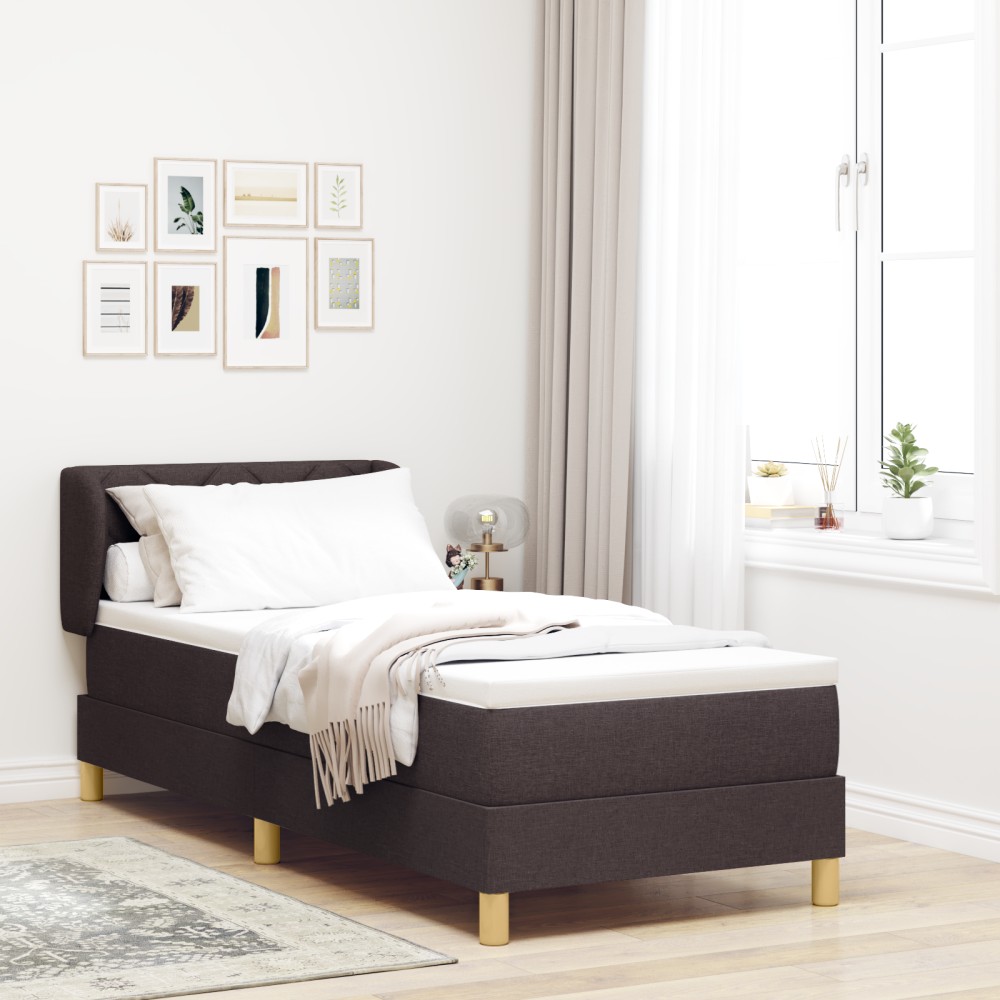 vidaXL Pat cu arcuri și saltea crem 90x200 cm Maro închis 80 x 200 cm