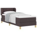 vidaXL Pat cu arcuri și saltea crem 90x200 cm Maro închis 80 x 200 cm vidaXL Pat cu arcuri și saltea crem 90x200 cm Maro închis 80 x 200 cm