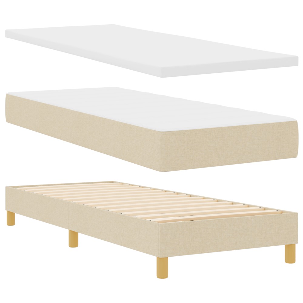 vidaXL Pat cu arcuri și saltea crem 90x200 cm Crem 80 x 200 cm
