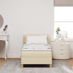 vidaXL Pat cu arcuri și saltea crem 90x200 cm Crem 80 x 200 cm vidaXL Pat cu arcuri și saltea crem 90x200 cm Crem 80 x 200 cm