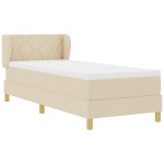 vidaXL Pat cu arcuri și saltea crem 90x200 cm Crem 80 x 200 cm vidaXL Pat cu arcuri și saltea crem 90x200 cm Crem 80 x 200 cm