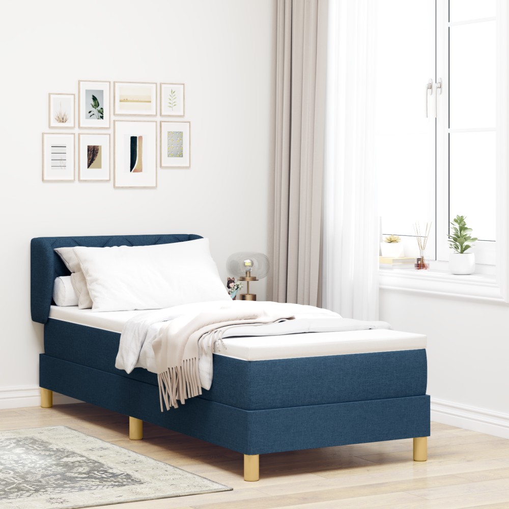vidaXL Pat cu arcuri și saltea crem 90x200 cm albastru 80 x 200 cm