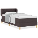 vidaXL Pat cu arcuri și saltea crem 90x200 cm Maro închis 90 x 190 cm vidaXL Pat cu arcuri și saltea crem 90x200 cm Maro închis 90 x 190 cm