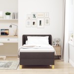 vidaXL Pat cu arcuri și saltea crem 90x200 cm Maro închis 90 x 190 cm vidaXL Pat cu arcuri și saltea crem 90x200 cm Maro închis 90 x 190 cm