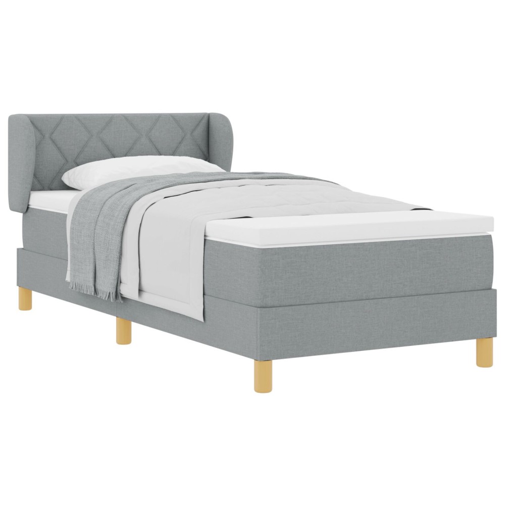 vidaXL Pat cu arcuri și saltea crem 90x200 cm Gri deschis 90 x 200 cm