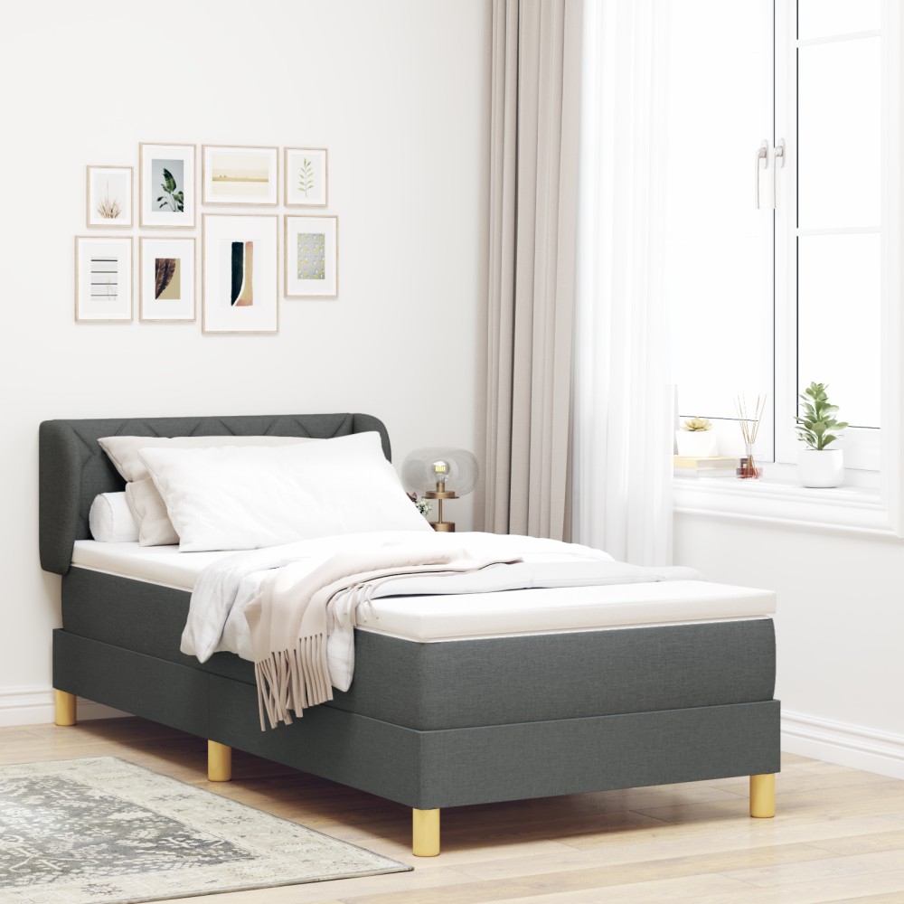 vidaXL Pat cu arcuri și saltea crem 90x200 cm Gri închis 90 x 200 cm