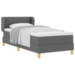 vidaXL Pat cu arcuri și saltea crem 90x200 cm Gri închis 90 x 200 cm vidaXL Pat cu arcuri și saltea crem 90x200 cm Gri închis 90 x 200 cm