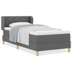 vidaXL Pat cu arcuri și saltea crem 90x200 cm Gri închis 90 x 200 cm vidaXL Pat cu arcuri și saltea crem 90x200 cm Gri închis 90 x 200 cm