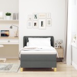 vidaXL Pat cu arcuri și saltea crem 90x200 cm Gri închis 90 x 200 cm vidaXL Pat cu arcuri și saltea crem 90x200 cm Gri închis 90 x 200 cm