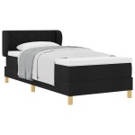 vidaXL Pat cu arcuri și saltea crem 90x200 cm Negru 90 x 200 cm vidaXL Pat cu arcuri și saltea crem 90x200 cm Negru 90 x 200 cm