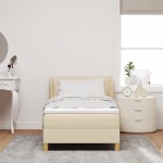 vidaXL Pat cu arcuri și saltea crem 90x200 cm Crem 90 x 200 cm vidaXL Pat cu arcuri și saltea crem 90x200 cm Crem 90 x 200 cm
