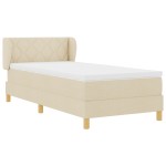 vidaXL Pat cu arcuri și saltea crem 90x200 cm Crem 100 x 200 cm vidaXL Pat cu arcuri și saltea crem 90x200 cm Crem 100 x 200 cm