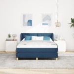 vidaXL Pat cu arcuri și saltea crem 90x200 cm albastru 140 x 190 cm vidaXL Pat cu arcuri și saltea crem 90x200 cm albastru 140 x 190 cm