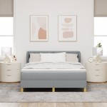 vidaXL Pat cu arcuri și saltea crem 90x200 cm Gri deschis 140 x 200 cm vidaXL Pat cu arcuri și saltea crem 90x200 cm Gri deschis 140 x 200 cm