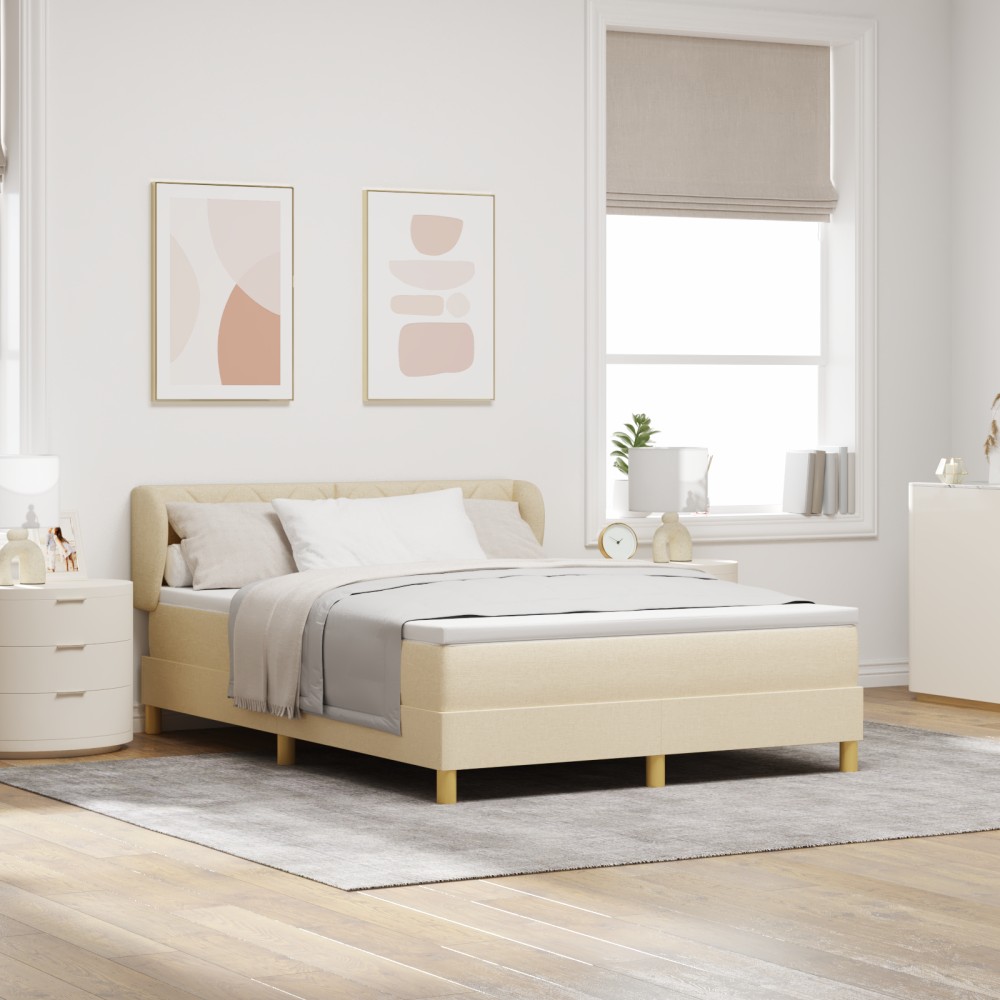 vidaXL Pat cu arcuri și saltea crem 90x200 cm Crem 140 x 200 cm